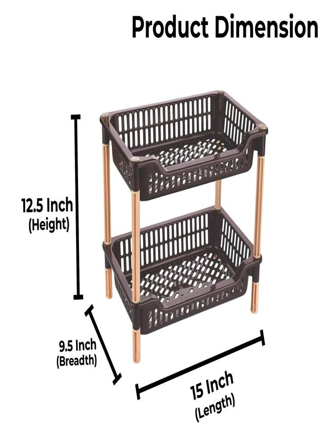 Sonal - Luxor 2 Tier Multi-Purpose Rack for Office, Kitchen Rack | Stand | Organizer Storage Shelf Standing Rack - Size: 38cm x 24cm x 32cm (Small, Brown) - Image 3